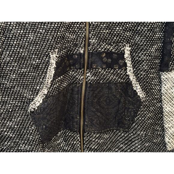 EVY'S TREE Women’s Long Sleeve Zip Front Patchwork Hoodie Sweater Size Large - Picture 2 of 6